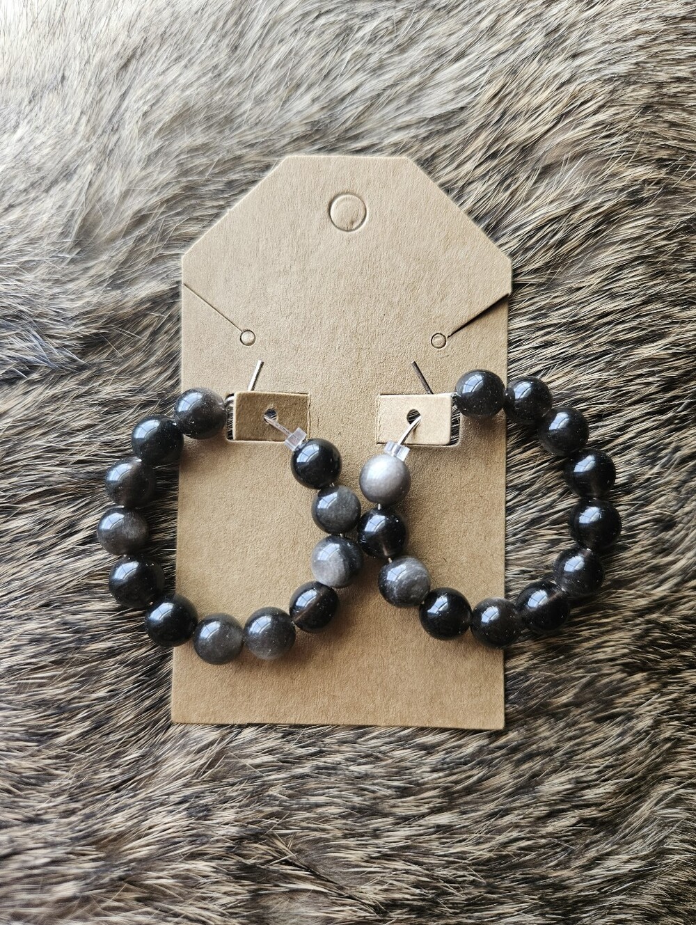 Silver Obsidian Hoops 💫 Handmade